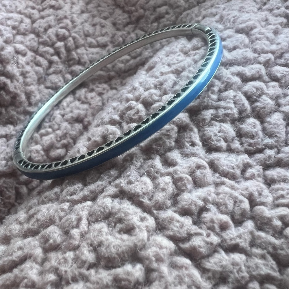 Pandora Sterling Silver Blue Bangle Bracelet